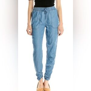 Thread & Supply - Size M - Chambray Ruched Denim Ankle - Jogger Drawstring Waist